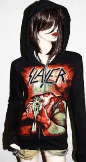 Slayer Metal Punk rock DIY Slim Fit Hoodie Jacket Top Shirt