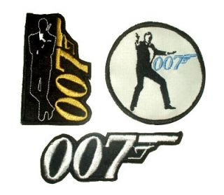 Set James Bond Embroidered Patches Sean Connery 007 Gun