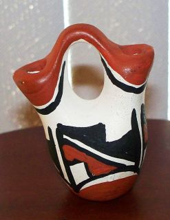   Mexico Pottery Wedding Vase Mini Miniature 2 1/4 Artist Signed