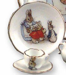 DOLLs Tea Set 060.341/0 Beatrix Potter Reutter Peter Rabbit Chocolate 