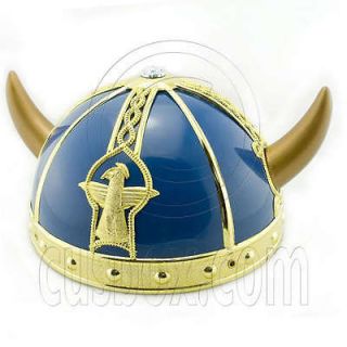 Blue Viking Warrior Nordic Costume Fancy Dress Up Helmet Hat Party 