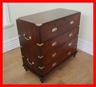 Antique Colonial Military Campaign Secretaire Chest of Drawers 