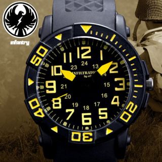   Russian Mens Royale Rubber Band Yellow Quartz Army Military Watch