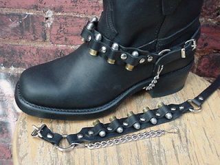 WESTERN BOOTS BOOT CHAINS BLACK TOPGRAIN COWHIDE LEATHER WITH REAL 9MM 