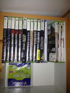 Xbox 360 mod case 120 GB, 2 controllers w pack, 2 mics, and 15 games 