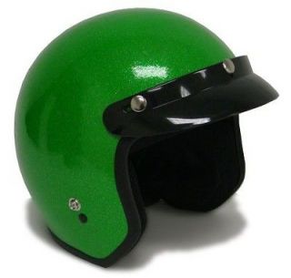   Motorcycle Helmet Vintage Green Open Face Racer Chopper Bobber DOT