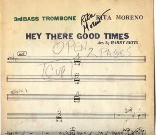 Rita Moreno   autograph on Harry Betts manuscript music