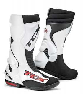 TCX SPEEDWAY MOTORCYCLE BIKE BOOTS   NOT FOR ROAD USE   WHITE