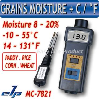 MC7821 Grain Moisture Meter Tester Hay Oat Wheat 8~20%