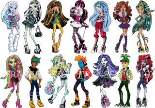 14 MONSTER HIGH IRON ON T SHIRT FABRIC TRANSFER OR STICKER WALL DECAL 
