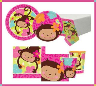 MONKEY LOVE Birthday Shower Party Supplies   Plates Napkins Cups 