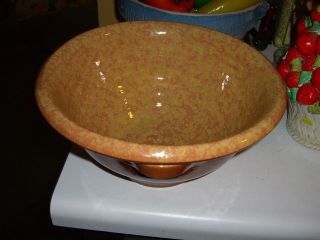 LARGE MIXING BOWL TERRA COTTA SPONGED DESIGN HAND PAINTED CERAMICHE 