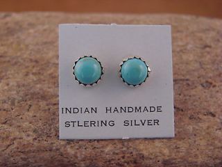 Native American Sterling Silver Turquoise Dot Post Earrings Navajo 