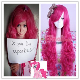 70cm long pink My Little Pony Pinkie pie wavy Cosplay wig RW148