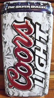Coors Light Beer Die Cut Can Silver Bullet Embossed Bar Brewery Metal 