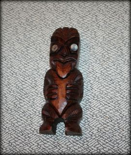  Wood carving small Teko Teko figure protruding tounge 7.5 inches tall