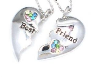 BEST FRIEND Heart Silver Tone 2 Charms & 2 Necklaces Multi New Item!