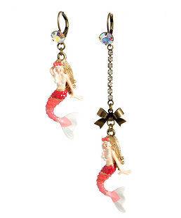 Betsey Johnson Mermaid asymmetric earrings #E089