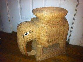   wicker elephant end table plant night stand nightstand plantstand