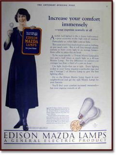 1924 GE Edison Mazda lamp  bulb color AD