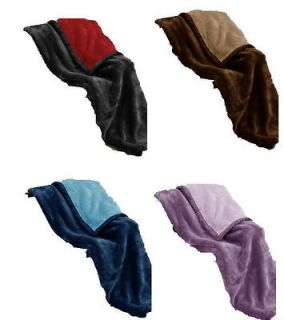   Reversible Solid Plush Super Soft Faux Mink Blanket Queen Size New