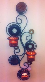 Anna metal art wall Tea Light Holder with 3 cups.