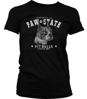   of Paw State Pit Bulls Pets Dogs Puppys Animals Girls Juniors T Shirt