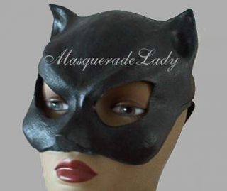 sexy black cat woman latex half mask ears halloween costume accessory 