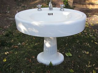 Antique Pedestal Sink  Vintage Cast Iron Sink  Beautiful