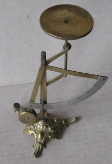 ANTIQUE BRASS TABLE LEVER POSTAL LETTER SCALE BALANCE / 150 g 