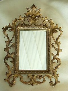 Antique 12x8 VICTORIAN ROCOCO Solid Cast ORNATE BRASS Mirror 