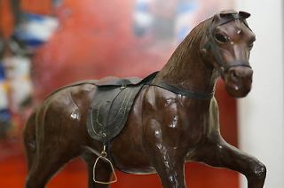   RARE BEAUTIFUL DETAILED ANTIQUE HAND MADE LEATHER HORSE COMPARE