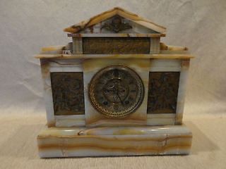 Very Rare Ansonia Alabaster Marble & Brass or Bronze Antique Clock 