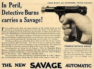 1911 Ad Savage Arms Co. Famous Savage Rifle Firearms   ORIGINAL 