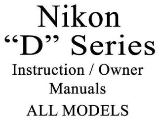 Nikon D User Guide Instruction Operator Users Manual (ALL)