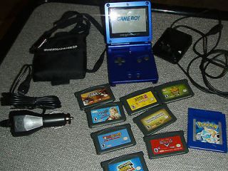 Nintendo Game Boy Advance SP Cobalt Blue Handheld bundle games car 