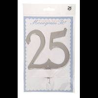 Mirror Acrylic Number 25 Cake Topper Silver 4 Inch Anniversary 