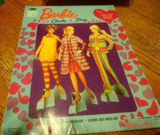 Vintage 1968 Barbie Christie and Stacey Paper Dolls