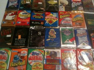  Vintage UNOPENED BASEBALL PACKS. 99 Cents a Pack  MICKEY MANTLE CARD 