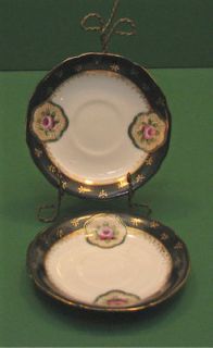 Occupied Japan figurine decorative plates tea saucer set of 2 