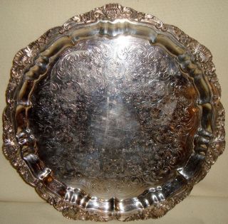 Poole Silver Plate 3208 Footed Tray With Floral Design