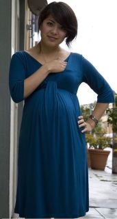   WEEKEND Maternity Trendy Teal Waterfall NURSING DRESS Breastfeeding