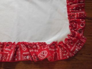 One of a Kind Embroidered Ruffled Red Bandana Western 48 Card Table 
