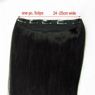   hair one piece clip in hair extensions 1b# off black 16 28 long
