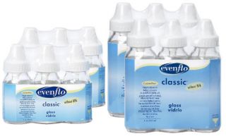 Pack of 4 oz or 8 oz Classic Real Glass Baby Bottles by Evenflo