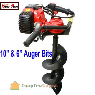 One Man Gas Post Hole Digger w/ 6 & 10 Auger X1007 Earth Drill Hole 