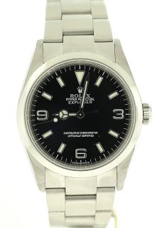 NICE Rolex Mens SS Oyster Perpetual EXPLORER 114270 BLACK Late Model