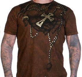 Affliction OZZY OSBOURNE ROSARY T Shirt M L NWT NEW Brown A573