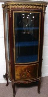   French Bronze Mounted Vernis Martin Curio Cabinet Vitrine Hand Painted