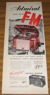 1948 AD~ADMIRAL AUTOMATIC FM RADIO PHONOGRA​PH